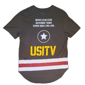 Been Trill Long Olive Green Graphic Military Theme T Shirt Size M